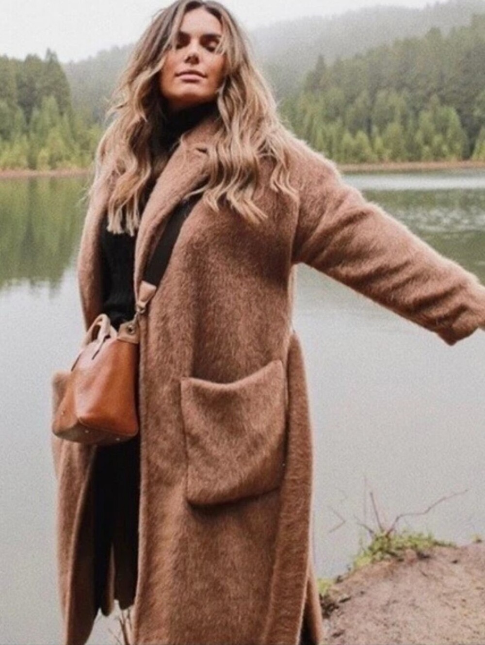 ZARA Wool Blend Oversized Mohair Fur Influencers FAVORITE COAT